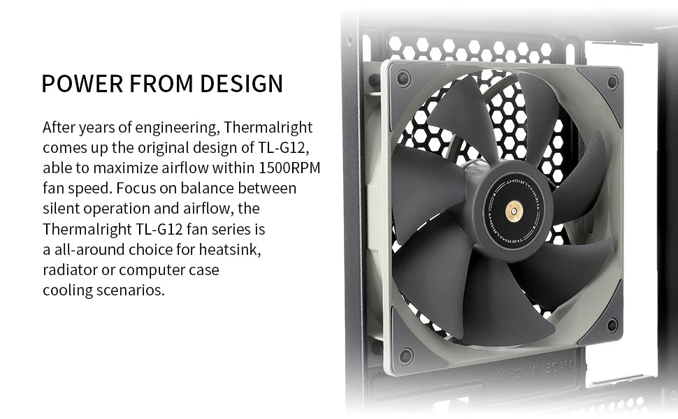Thermalright 120mm Case Fan TL-G12/G12B/G12RB CPU Cooling Fan 120mm Silent-Balance Fan Reverse Airflow Design Fan