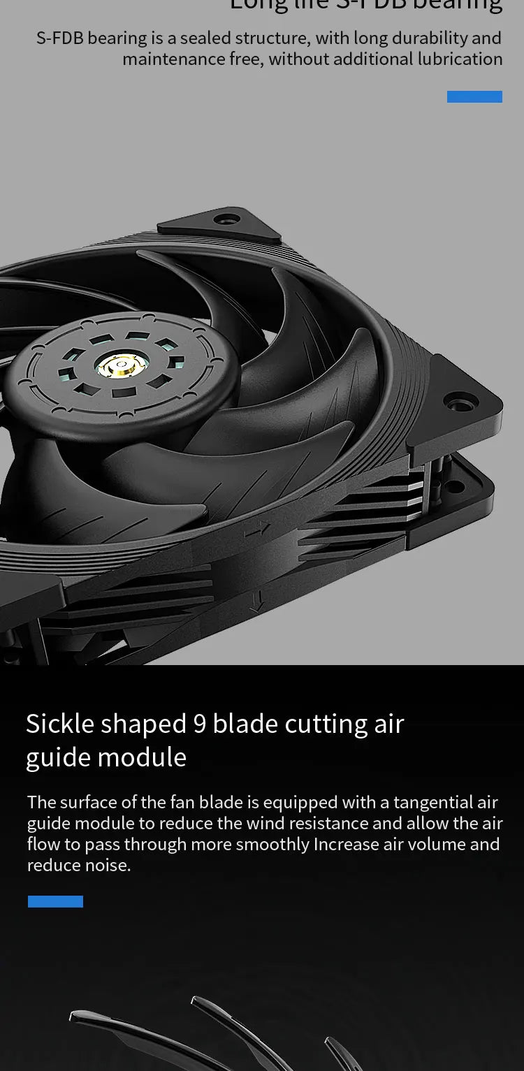 TEUCER T30 12cm Case Fan High Speed Large Air Volume PWM 2150RPM Computer Case Cooling System Fan 120mm SFDB PC Gamer CPU Cooler