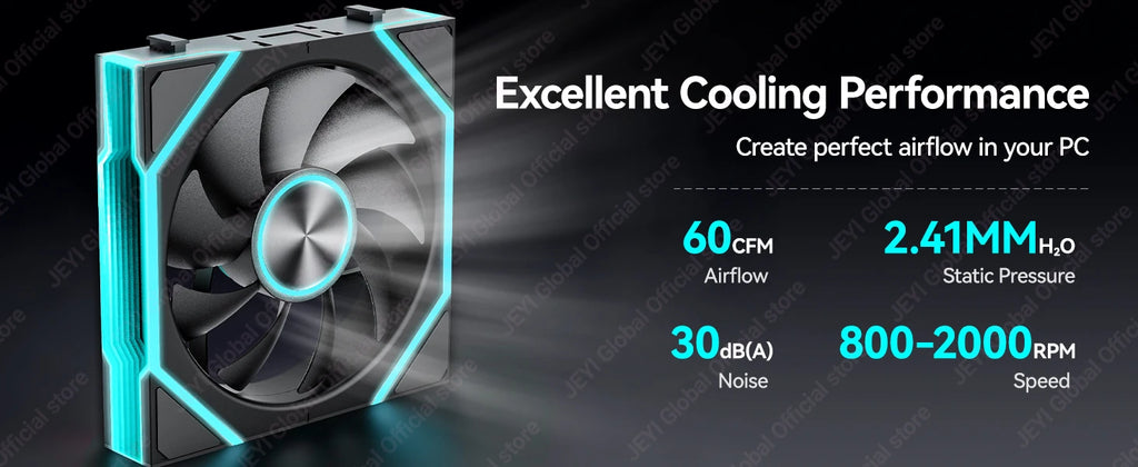 JEYI 12CM ARGB PC Fans Hydro Bearing Fan Infinity Mirror 30dB(A) cooling fan 5V3pin PWM 800-2000RPM Forward/Reverse Blade Fan