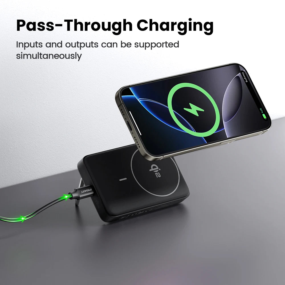 PISEN PD 30W Qi2 15W Wireless Magnetic Power Bank 10000mAh With Stand Fast Charging CCC Powerbank For MagSafe iPhone 17 16 15 14