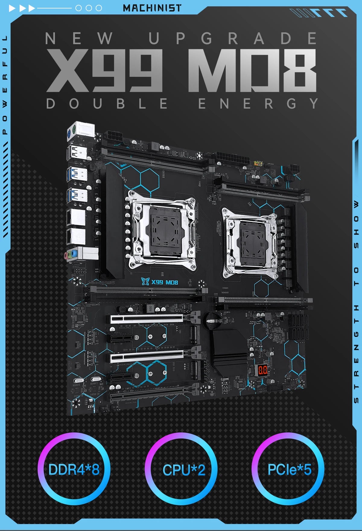 MACHINIST X99 MD8 Dual CPU Motherboard Optional  Kit Set lntel Xeon E5 2680 V4 LGA2011-3 DDR4 32GB RAM C612 chip Server Computer