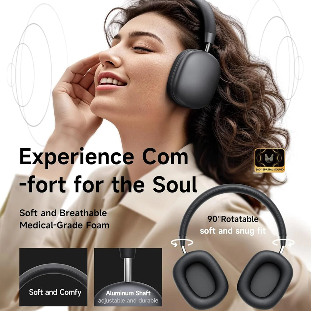 Wireless Bluetooth Gaming Headset Over Ear with Mic, Deep Bass Stereo Audio Headphones for PC Mobile Music