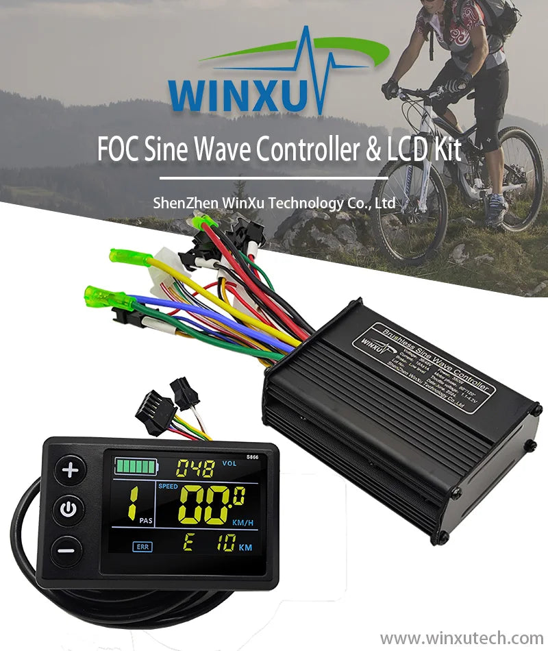 36V 48V 60V 25A 500W 750W E-bike Brushless Motor Sine Wave Controller S866 LCD Color Display for Electric Mountain Bike Scooter