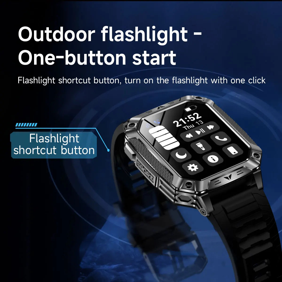 2026 New Built-in 1400mAh Super Large Battery Men Smart Watch Outdoor GPS 2.01"AMOLED Screen 10ATM Waterproof BT Call Smartwatch