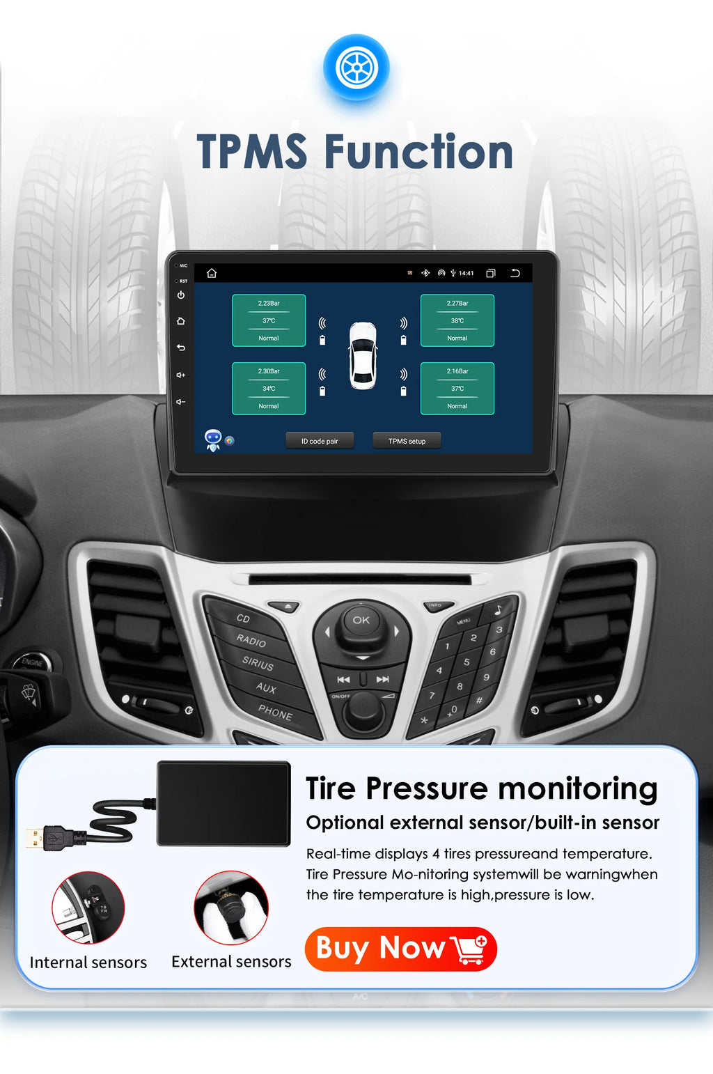 For Ford Fiesta Mk7 2009-2017 Wireless CarPlay for Apple Android Auto Car Radio GPS RDS WiFi 4G 8Core Multimedia Stereo 2din SWC