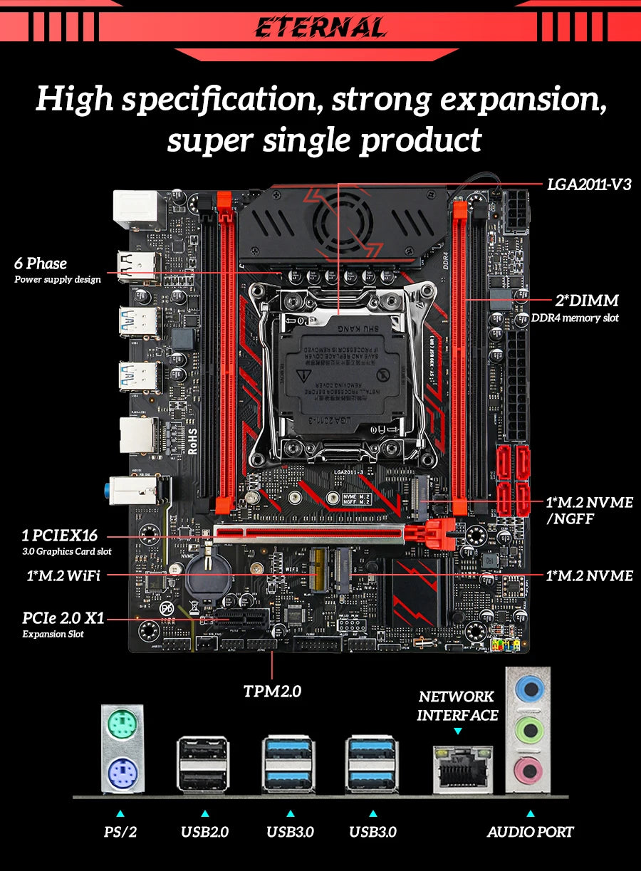 SOYO X99 Gaming Motherboard Kit C612 Chipset with Xeon E5-2682 V4 CPU & 8GB(1x8GB) DDR4 2133MHz RAM M.2 NVME SATA3 TPM2.0 Pin