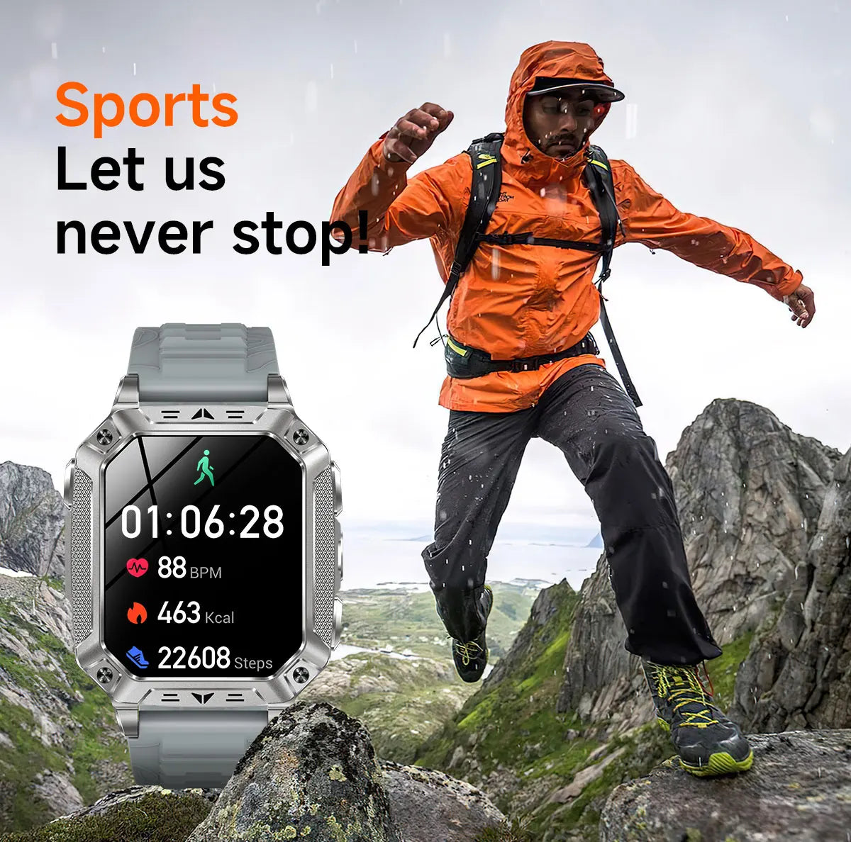 2026 New Built-in 1400mAh Super Large Battery Men Smart Watch Outdoor GPS 2.01"AMOLED Screen 10ATM Waterproof BT Call Smartwatch