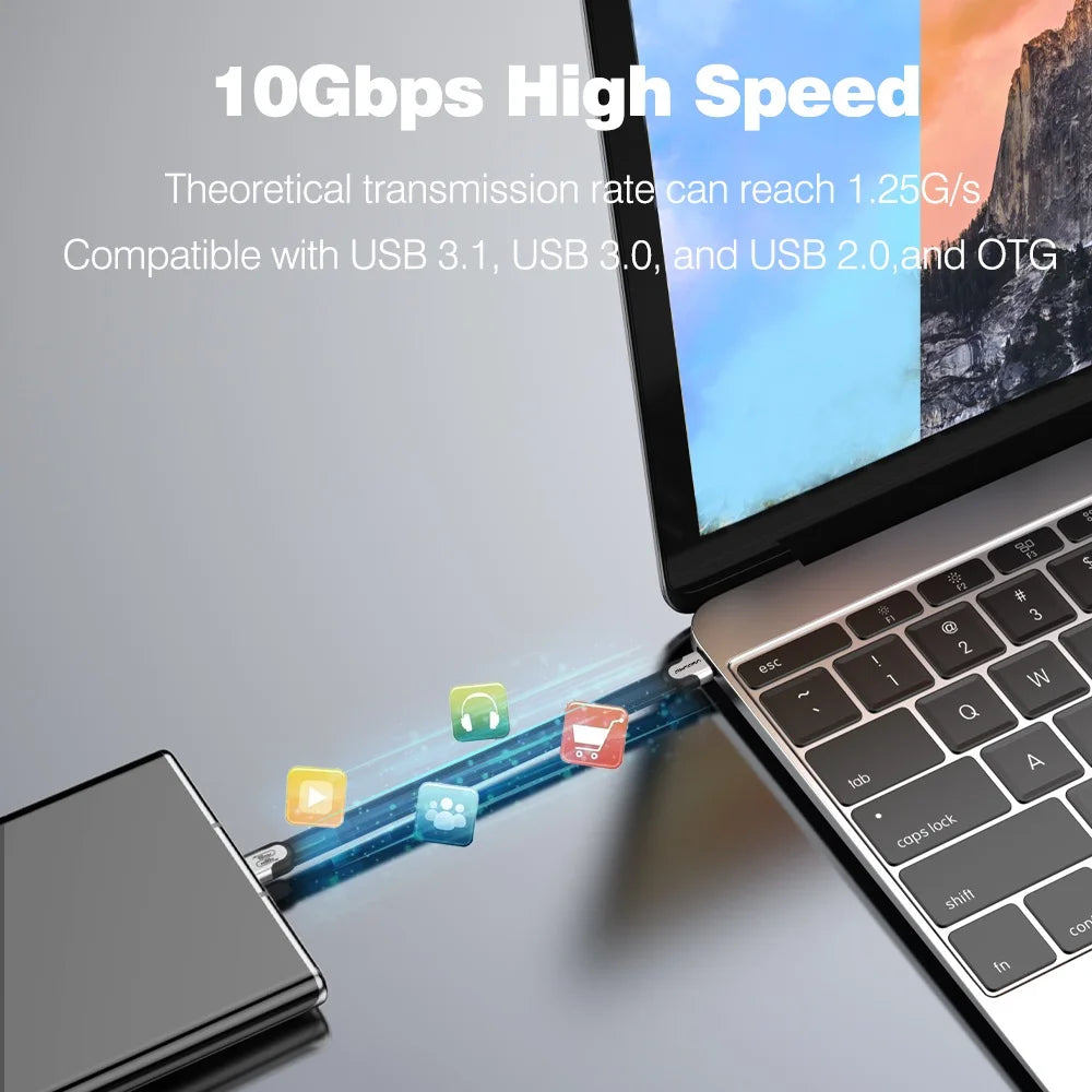 UGOURD USB A to C 10Gbps Cable USB C to Type C USB3.1/3.2 Gen2 Cable Data Transfer USB SSD Hard Disk Cable 60W 0.15m - 3m Flat