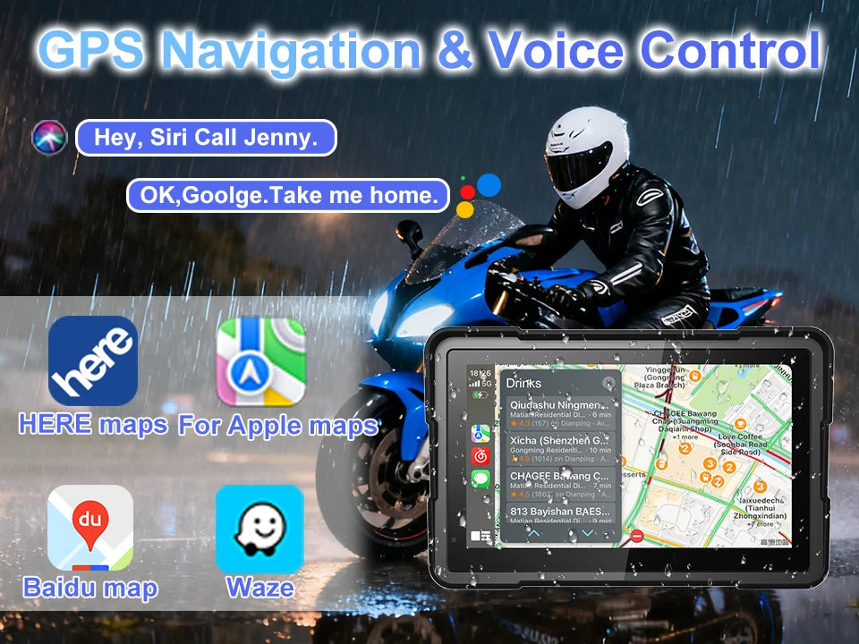 7 Inch Wireless CarPlay Moto Android Auto Portable Digital Motorcycle Dashboard GPS Navigation For BMW R1300GS R1250GS Screen