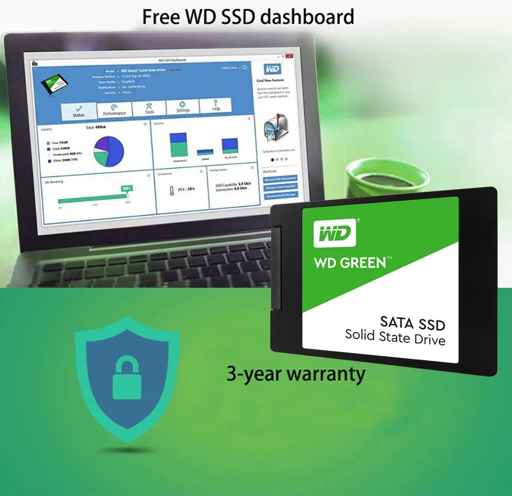 WD GREEN 2.5" SATA III SLC internal Solid State Disk 1TB 2TB Read Speed 545MB Hard Drive for Laptop Desktop SSD Original