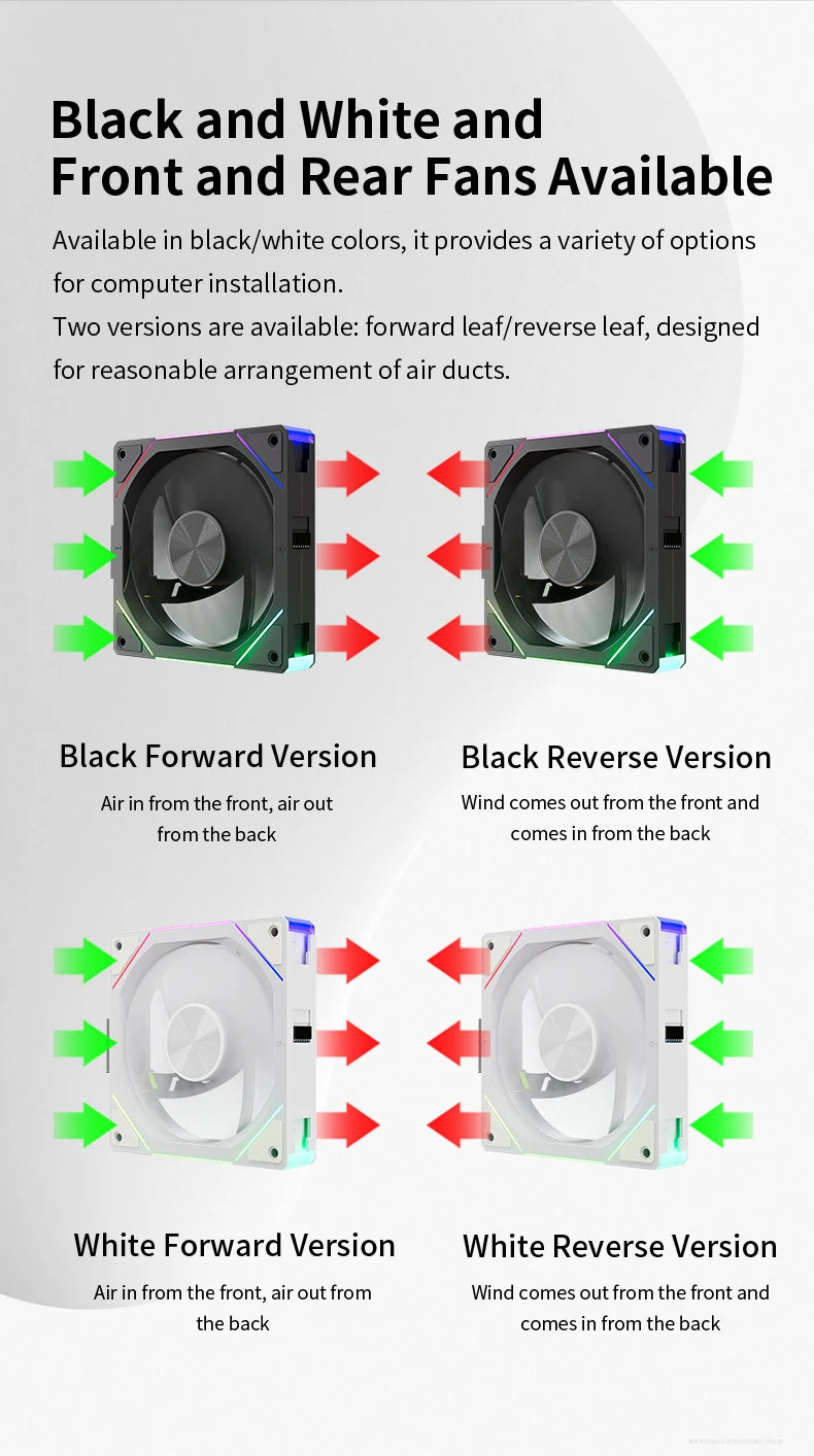 TEUCER JM-5 3-in-1 ARGB PC Fan 800-2000RPM Case Fan Compatible with 240 360 Water Cooling Radiator Wireless Cooling Fan Kit