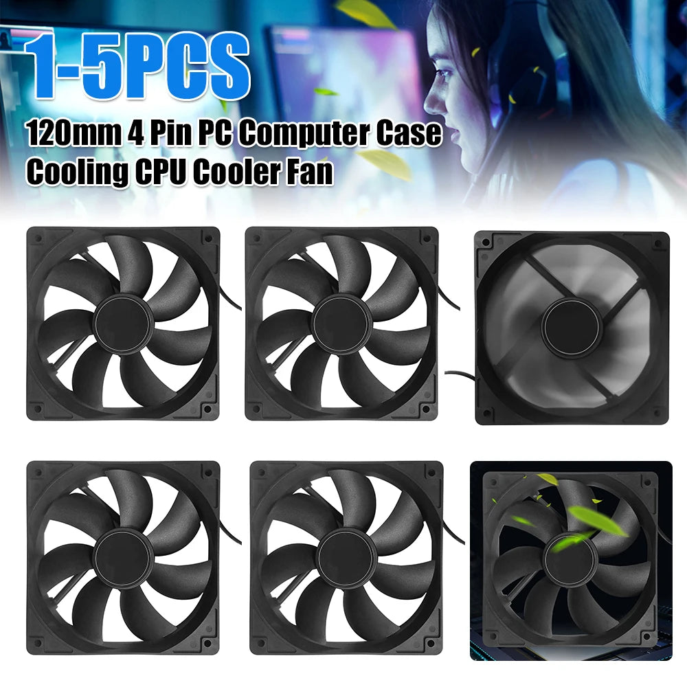 120mm 4 Pin PC Computer Case Cooling CPU Cooler Fan DC 12V Quiet Silent Radiator Heatsink