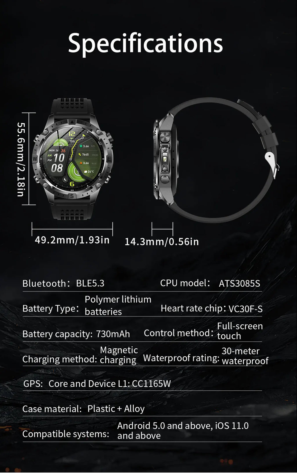 New Outdoor Offline GPS Map Smart Watch 2GB Memory AI Chat GPT Bluetooth Call 3ATM Waterproof AMOLED HD Men Sports Smartwatches