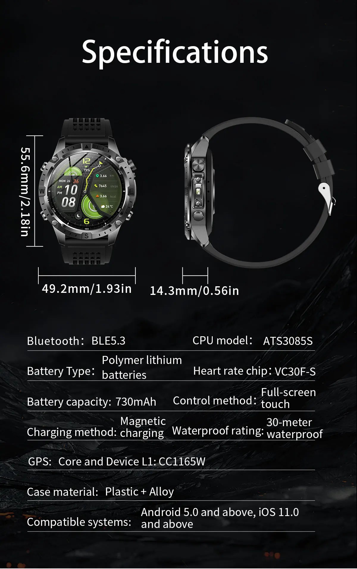 New Outdoor Offline GPS Map Smart Watch 2GB Memory AI Chat GPT Bluetooth Call 3ATM Waterproof AMOLED HD Men Sports Smartwatches