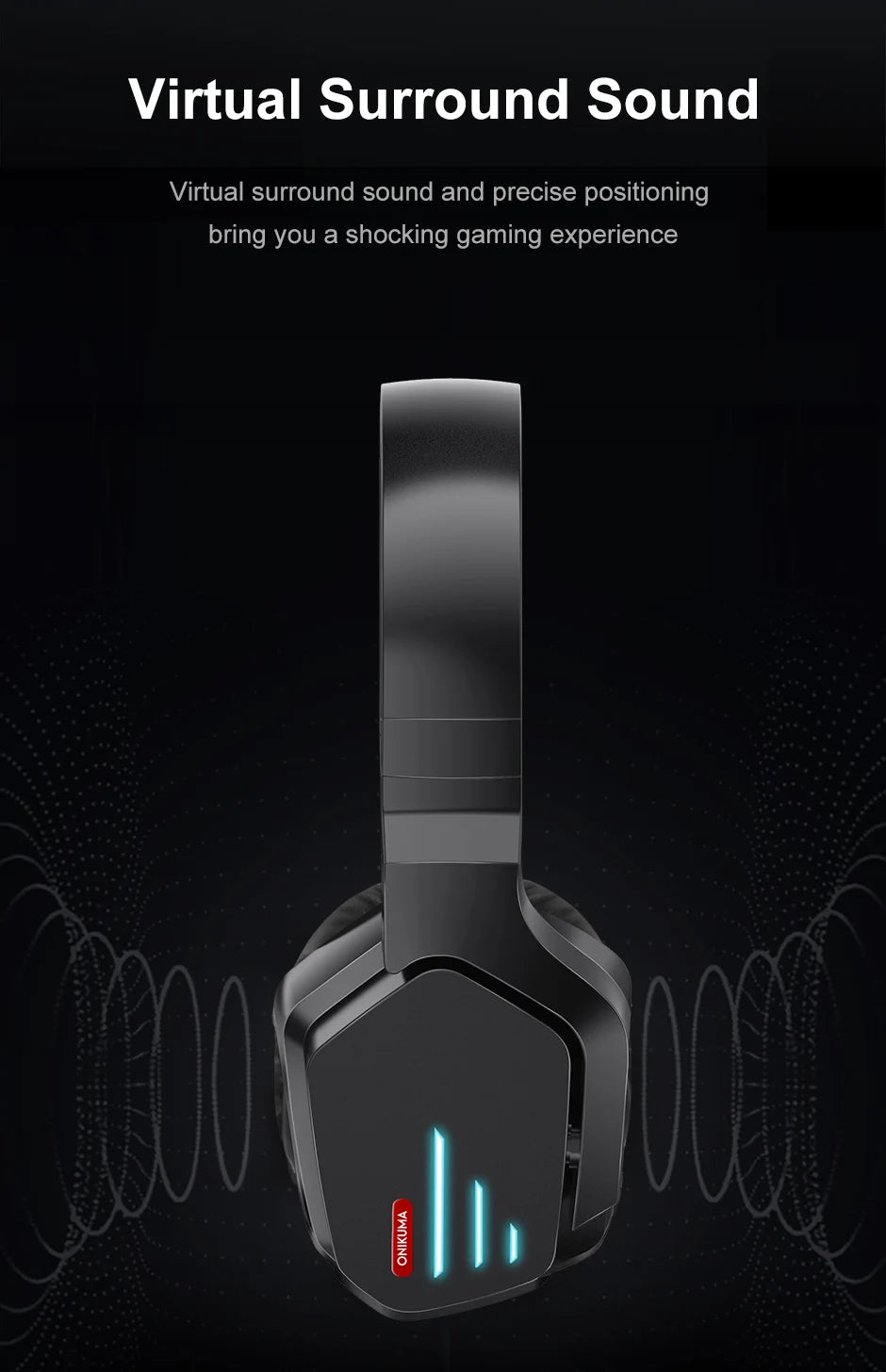 ONIKUMA Wireless Gaming HeadsetNoise Cancelling Earphone Headset Gaming Headphone With Microphone RGB B60  For PS5 PS4 PC Mac