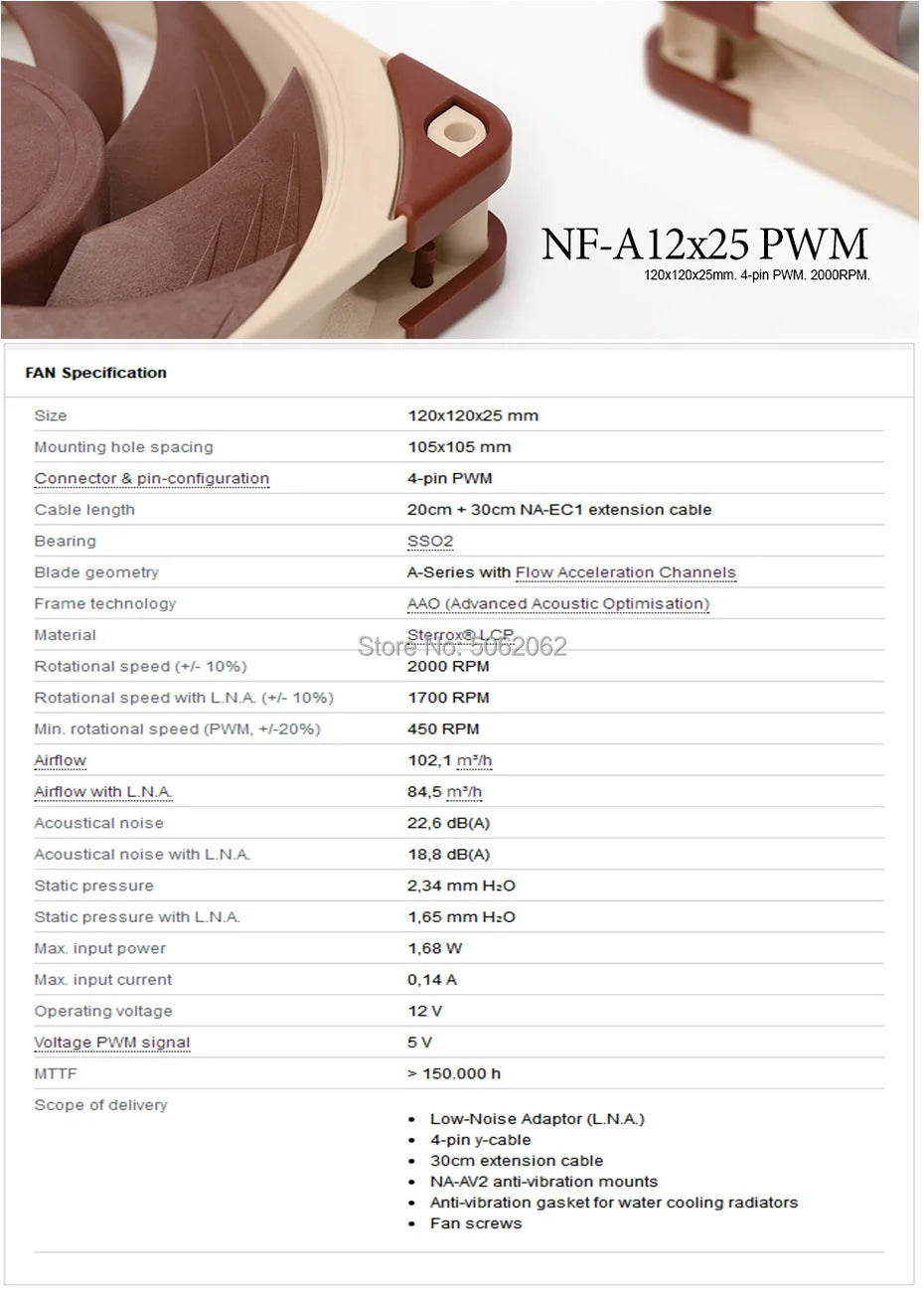 Noctua NF-A12x25 120mm 12v/5v Cooling fan 3pin/4pin PWM quiet Radiator For Computer Case Cooling CPU cooler fan Replace