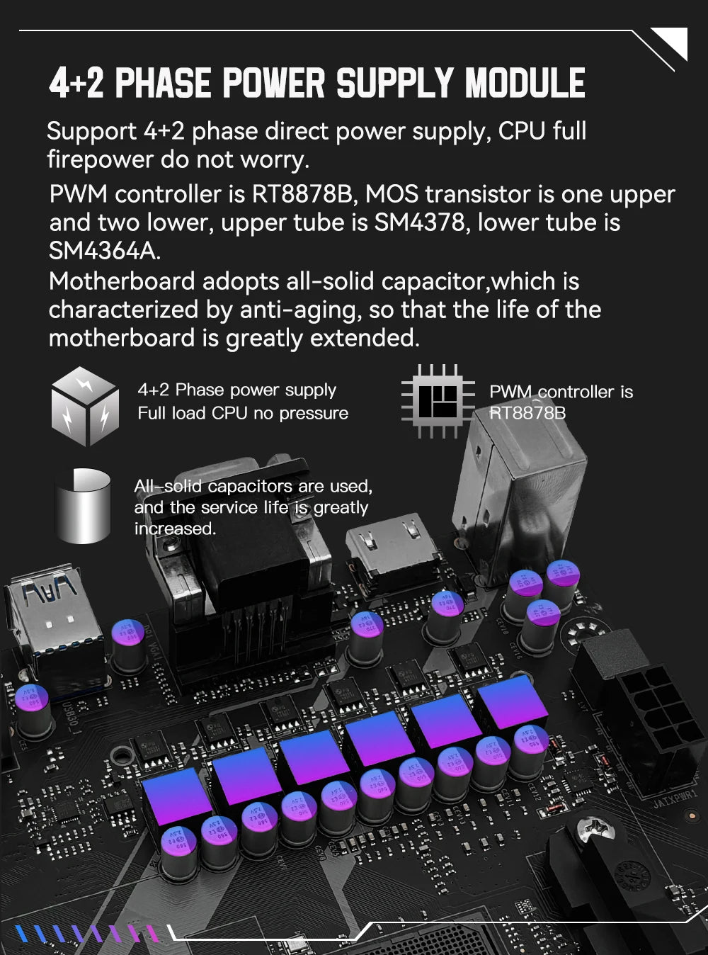 MACHINIST B450M-AM4-K ADM Motherboard Supports AM4 Series (Ryzen 1-5 CPU) DDR4 RAM Dual NVME M.2 With HDMI Interface VGA DP