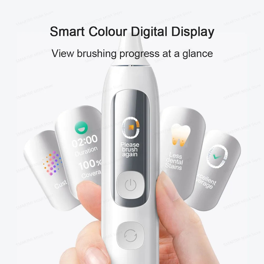 MIJIA Smart Servo-Oscillation Electric Toothbrush Pro,IPX8 Waterproof & Travel Lock,180-day long battery life,App Control