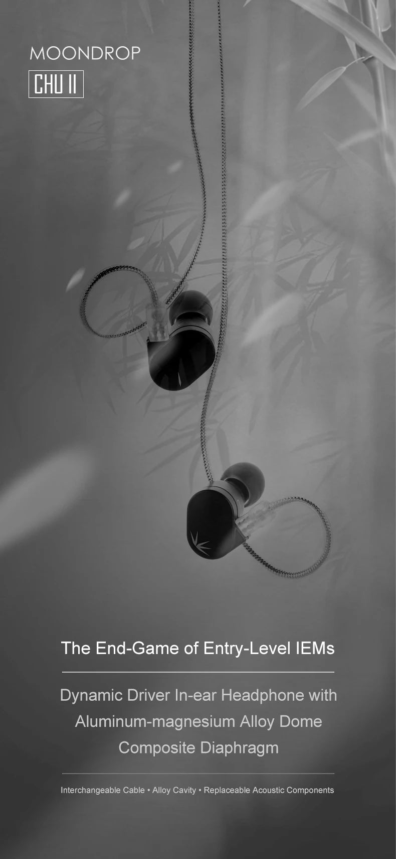 MOONDROP CHU II High Performance Dynamic Driver IEMs Interchangeable Cable in-Ear Headphone