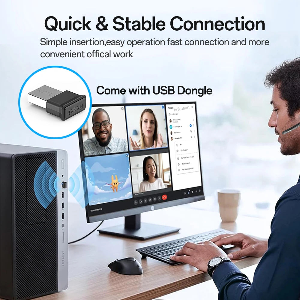 Bluetooth Headset, Wireless Earpiece with Upgrade Noise Canceling Mic,100H Talking Time,Hand-Free Headphones with Mute Button