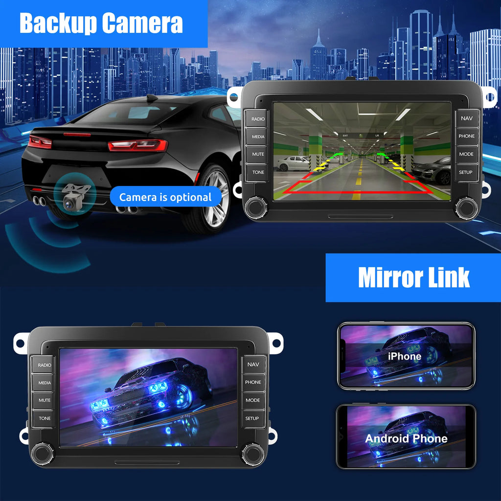 ESSGOO 7" Android 14 4G+64G Apple Carplay ChatGPT Car Stereo GPS WIFI RDS BT for VW Golf 5 6 Passat Polo Touran Tiguan Caddy EOS