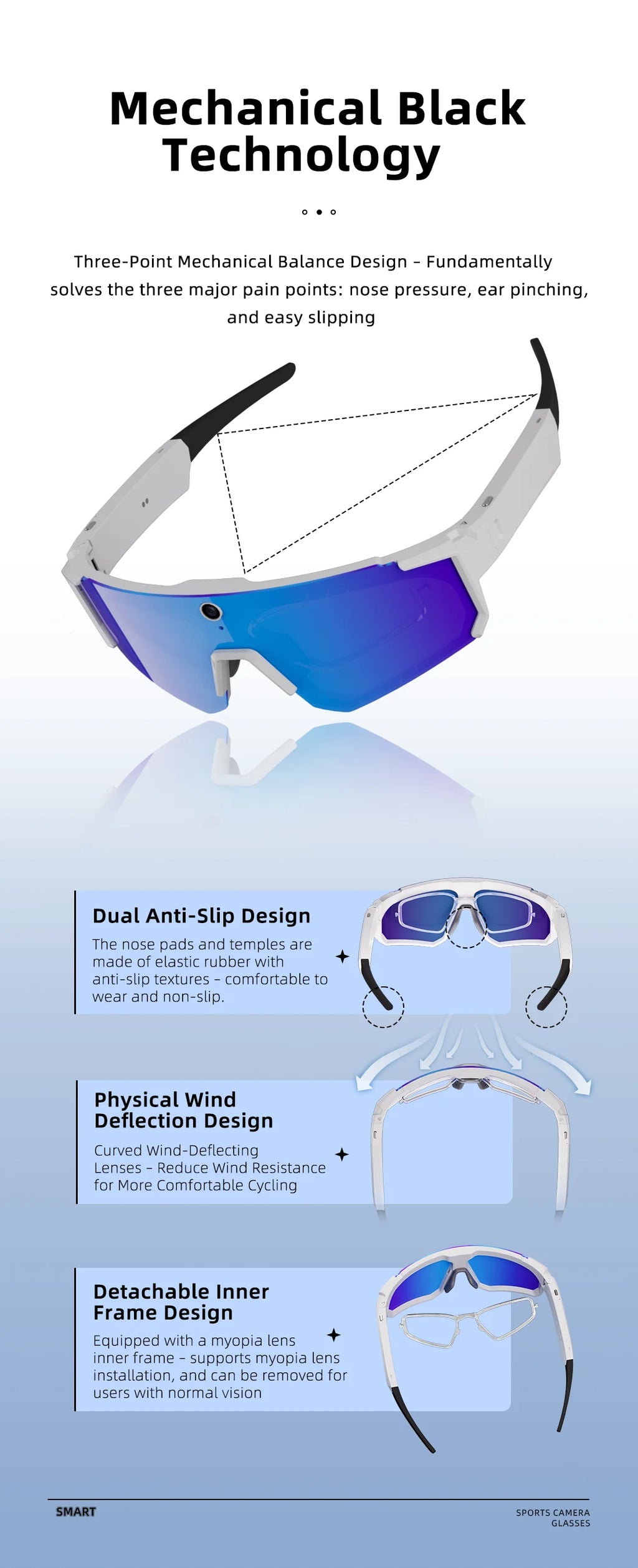 New AI smart shooting&recording glasses with 800W camera, HD anti-shake bicycle riding shooting artifact, windproof goggles 2026