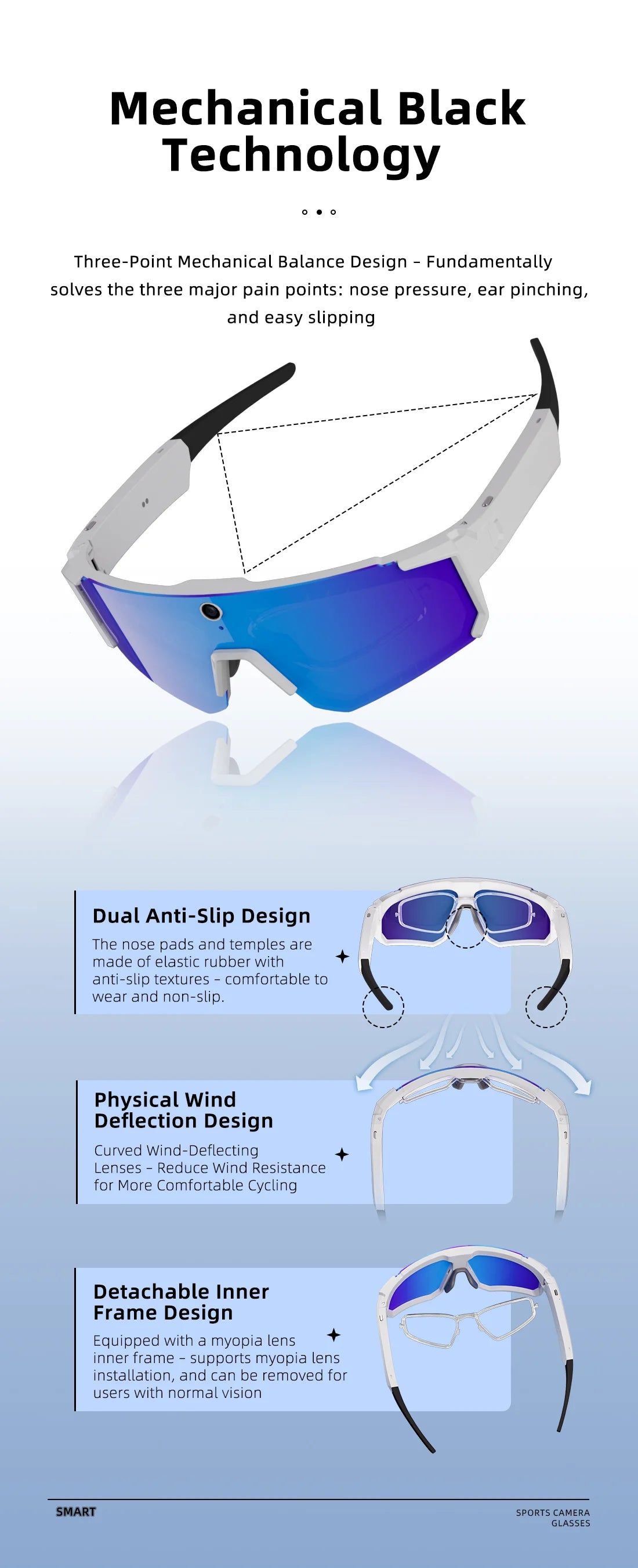 New AI smart shooting&recording glasses with 800W camera, HD anti-shake bicycle riding shooting artifact, windproof goggles 2026