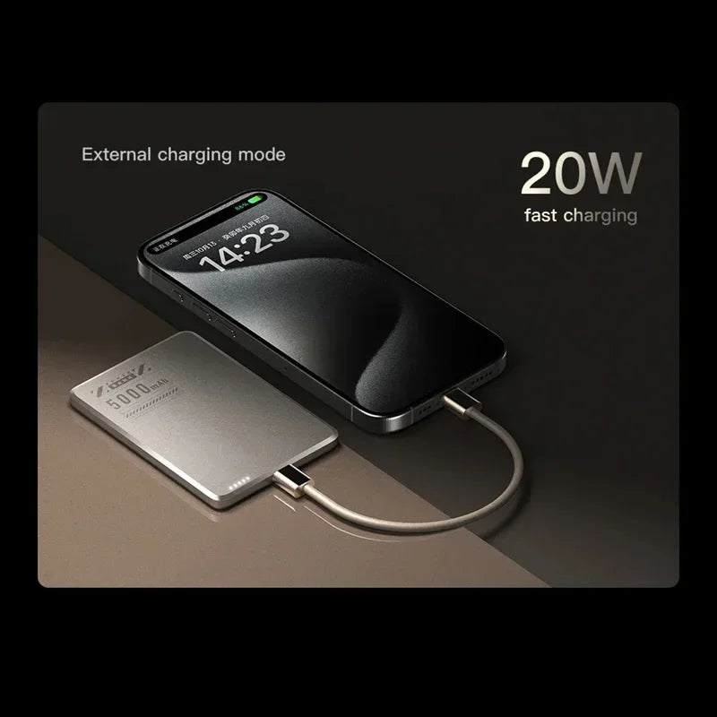 Lenovo 5000mAh Wireless Power Bank Qi2 Ultra Slim For Magsafe Fast Charge High Capacity Back clip Battery For iPhone Samsung