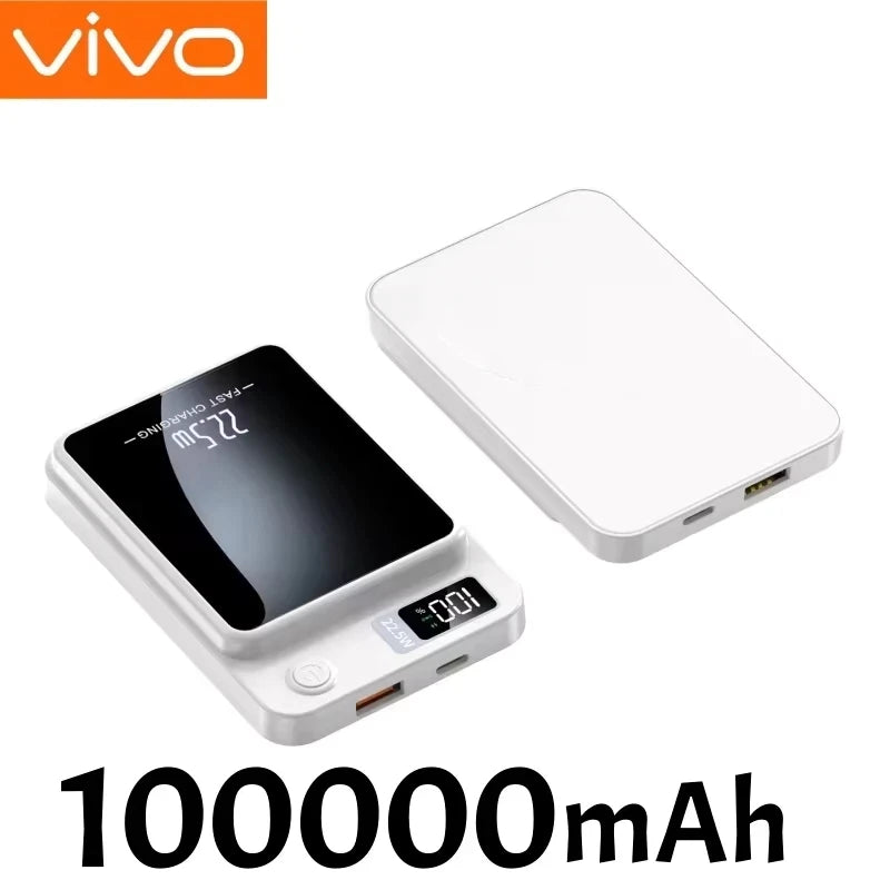VIVO 50000mAh Magnetic Wireless Power Bank Fast Charger For Magsafe Portable Auxiliary Battery Pack For iPhone Huawei Samsung