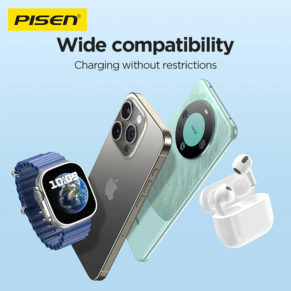 PISEN 10000mAh 20W Portable Magnetic Power Bank Wired/Wireless Combination LED Digital Display for iPhone Samsung Huawei Xiaomi