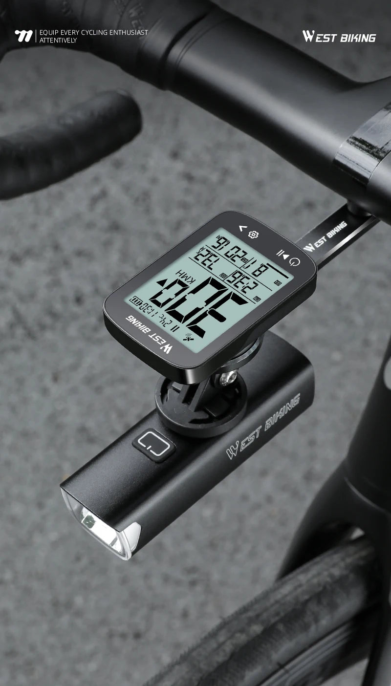 WEST BIKING Intelligent GPS Bicycle Computer Large Screen Wireless Cycling Speedometer IPX7 Waterproof Lightweight Bike Odometer