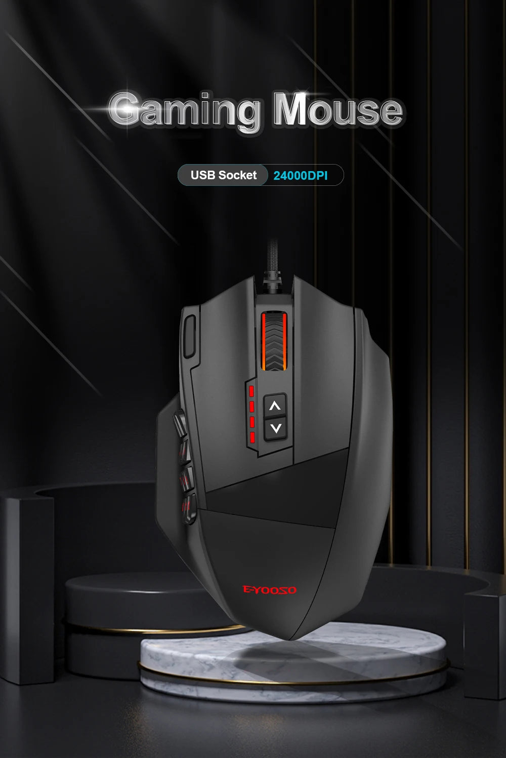 E-YOOSO X-39 USB Wired RGB Gaming Mouse 24000 DPI SG8960 19 buttons programmable game Optical mice for Computer PC Laptop
