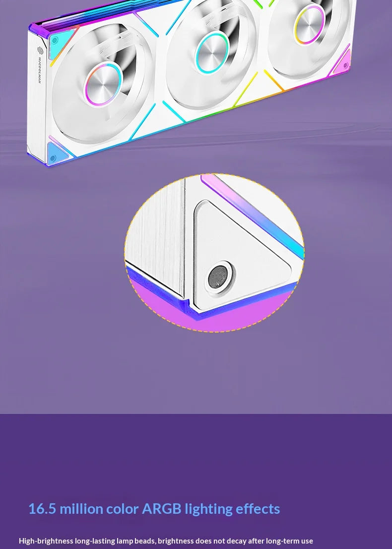 WJCOOLMAN Starlink 360/240/120 conjoined PC fan ARGB PWM Speed Control Computer Silent Case Integrated Fan easy to install