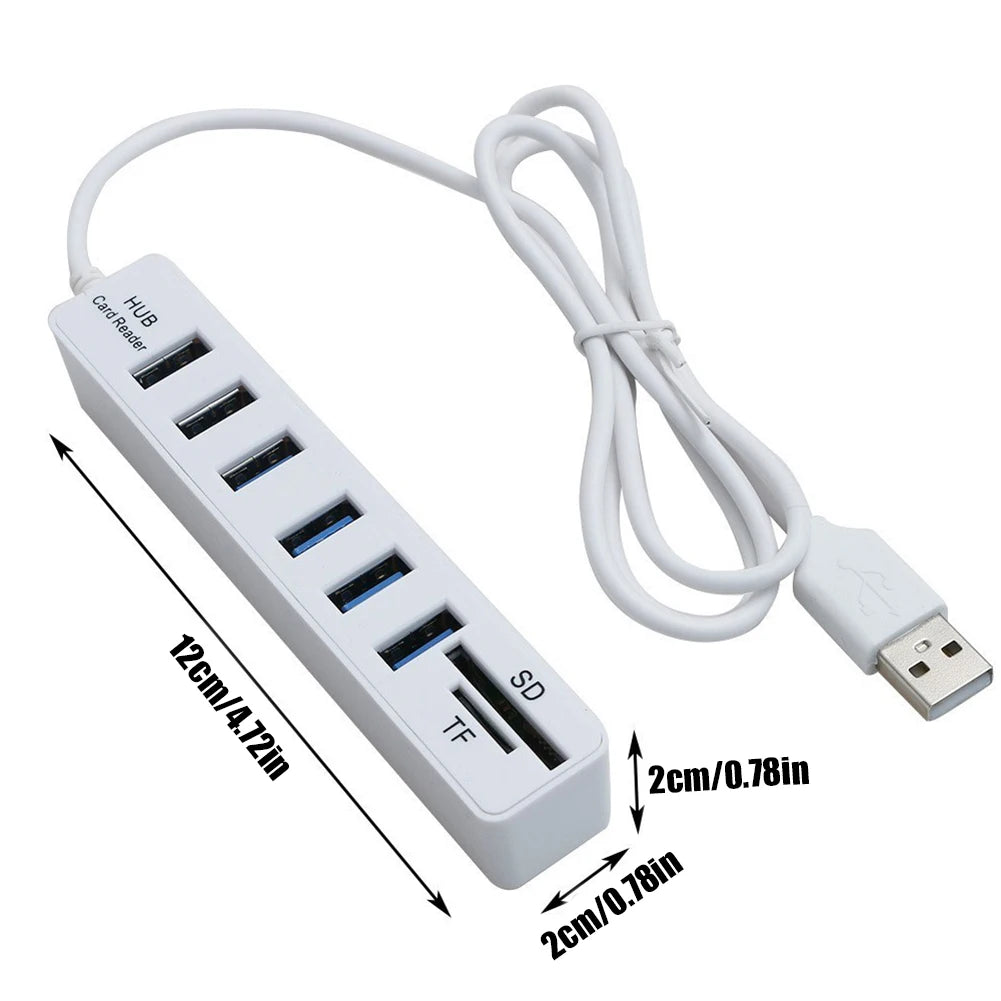Hub Multi Splitter Port High Speed Transmission USB 6 Port Memory TF Docking Station Plug and Play for Mobile Hard Drive