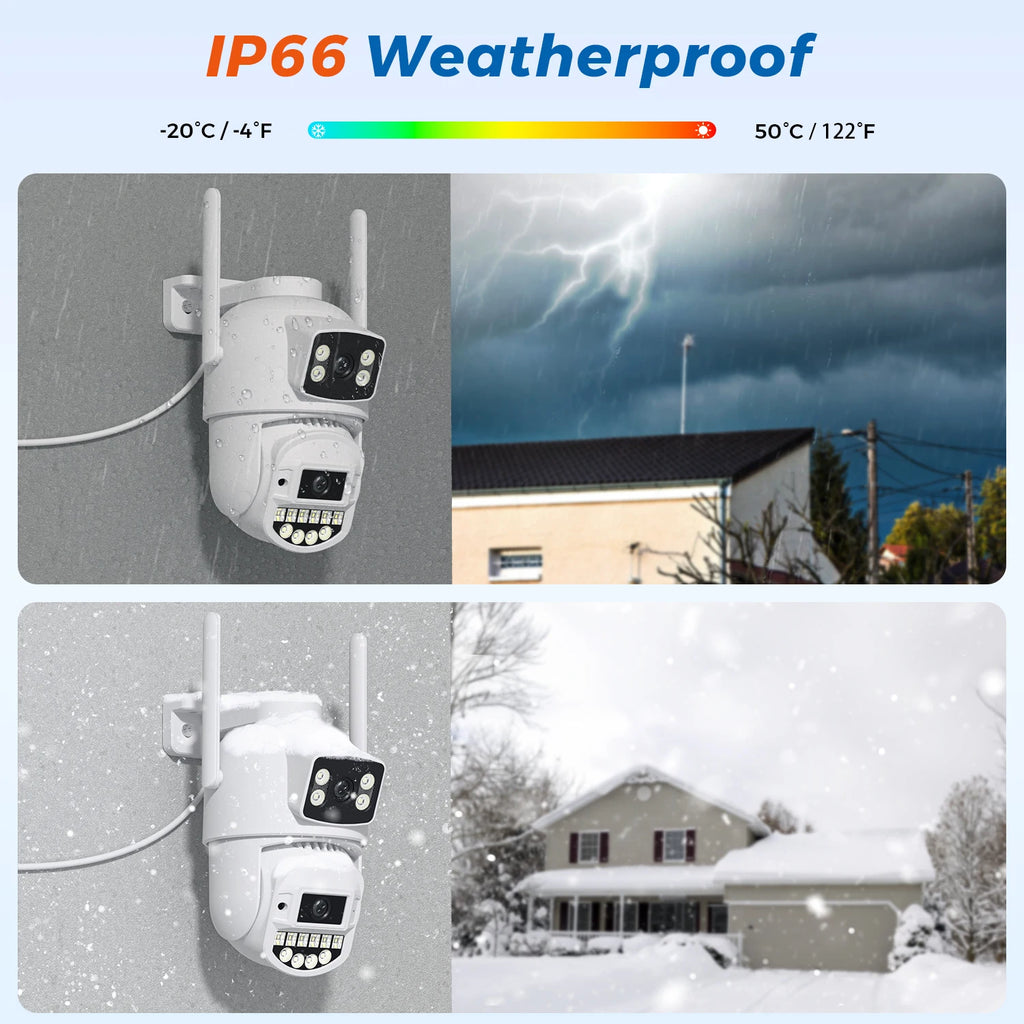 10MP 5K Wifi IP Camera Outdoor 2.4GHZ 5GHZ PTZ Surveillance Camera Dual Lens Dual Screens Email Alert 4K Security Protection