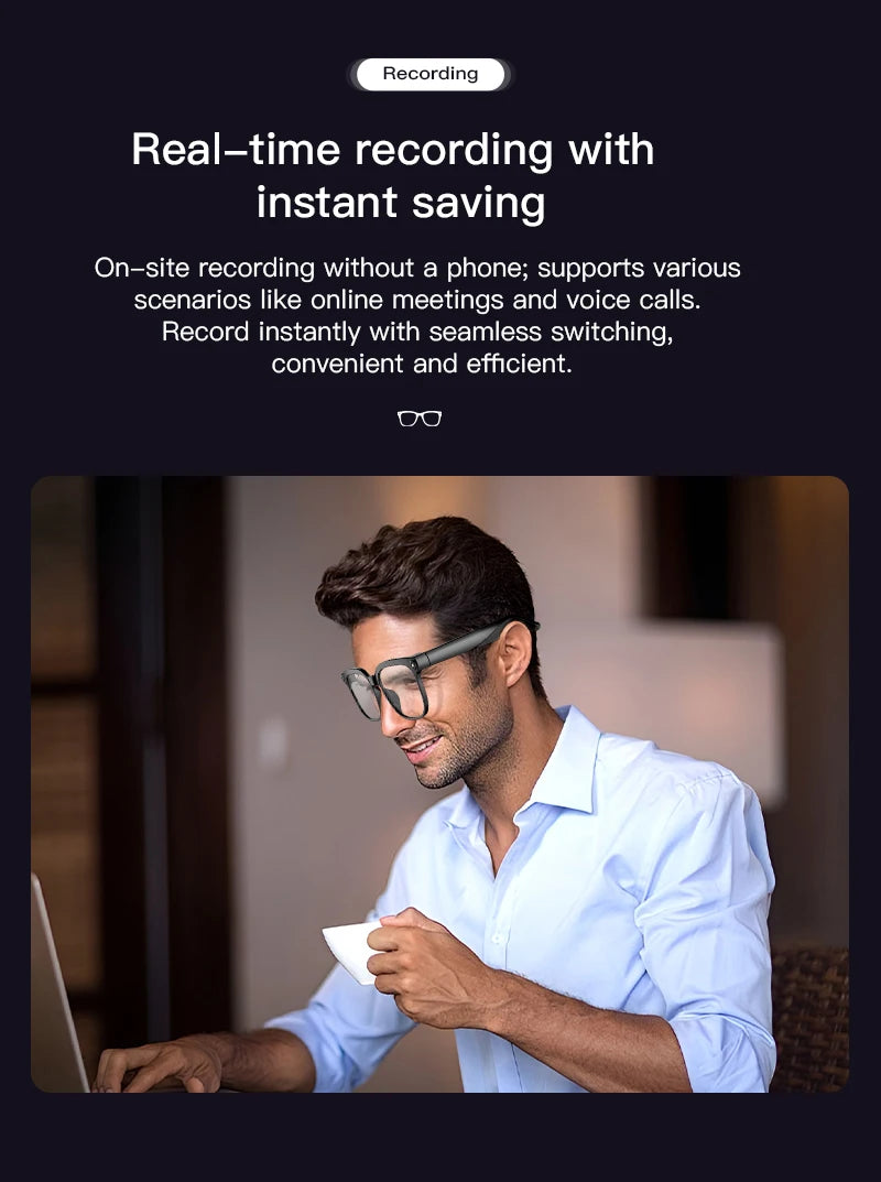 2026 New Smart AI Glasses 1080P HD Video Record Camera ChatGPT Bluetooth Call 32GB ROM Language Translation Music Sunglasses Men