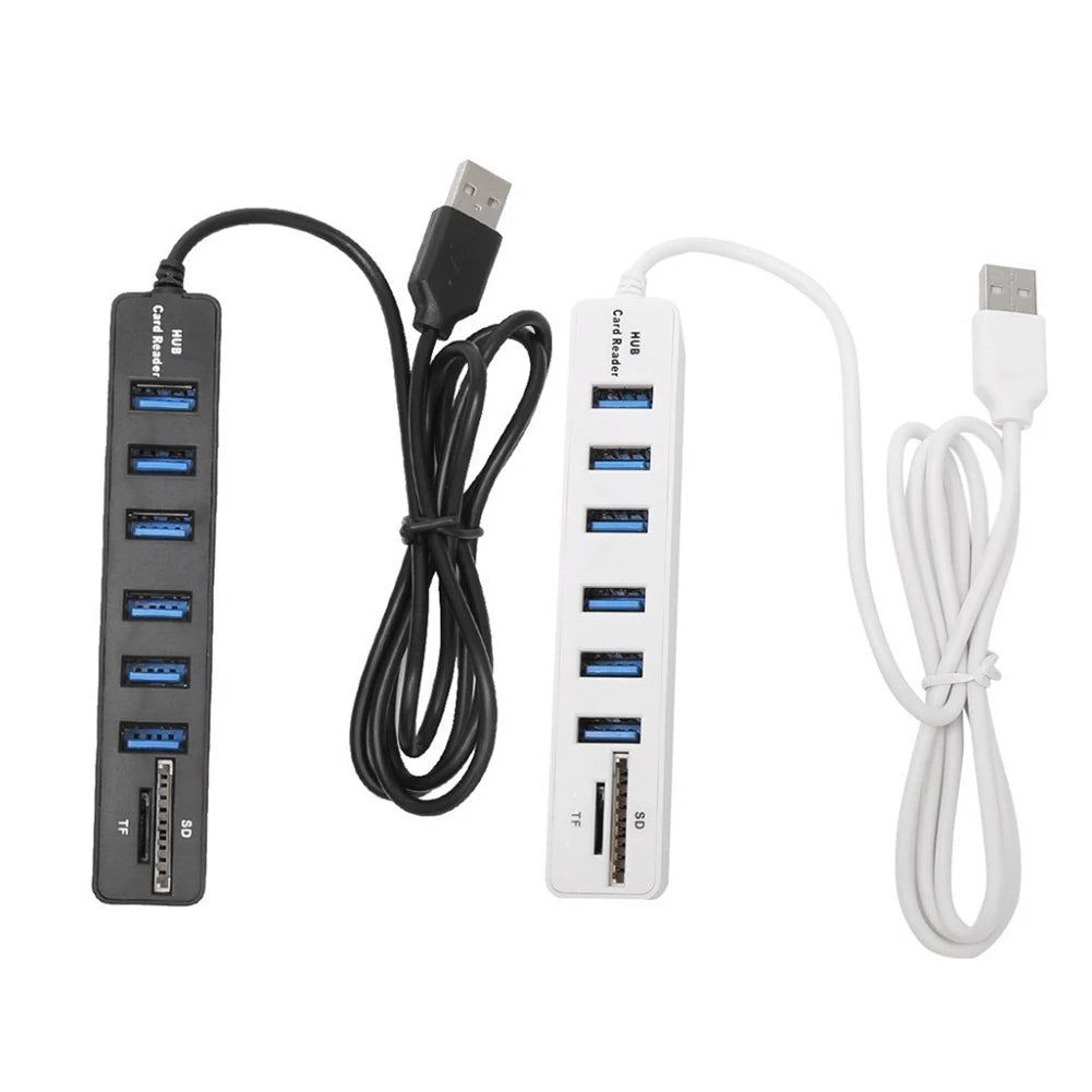 Hub Multi Splitter Port High Speed Transmission USB 6 Port Memory TF Docking Station Plug and Play for Mobile Hard Drive