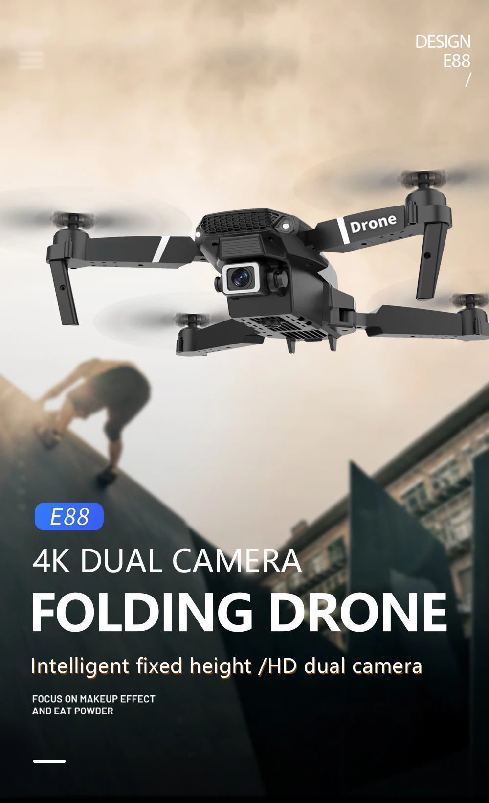 Hot Selling E88 Professional Mini RC Drone 4K Camera FPV Wifi Remote Control Toys for Beginners Quadcopter with HD Camera