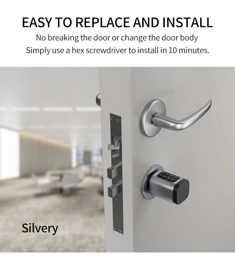 TTLock/ Tuya Bluetooth Smart Fingerprint Digital Cylinder Lock with APP/Password/RFID Card/Key unlock V1 Adjustable Length