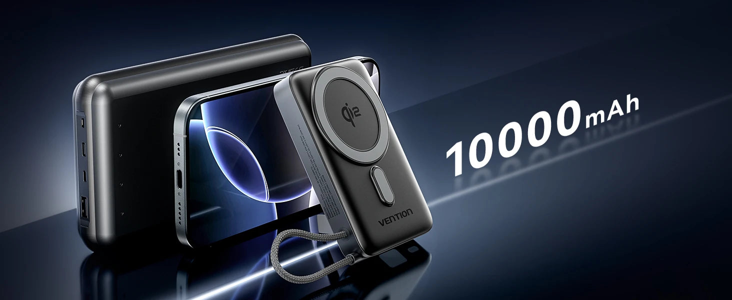 Vention Qi2 Magnetic 10000mAh 15W Power Bank PD 35W with Built-in C Cable Qi2-Certified for iPhone 17 Magsafe Charger Powerbank