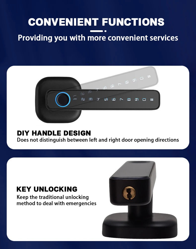 CDOK 2025 New M6 Tuya Bluetooth smart lock, door lock, fingerprint lock, password lock, multiple unlocking methods