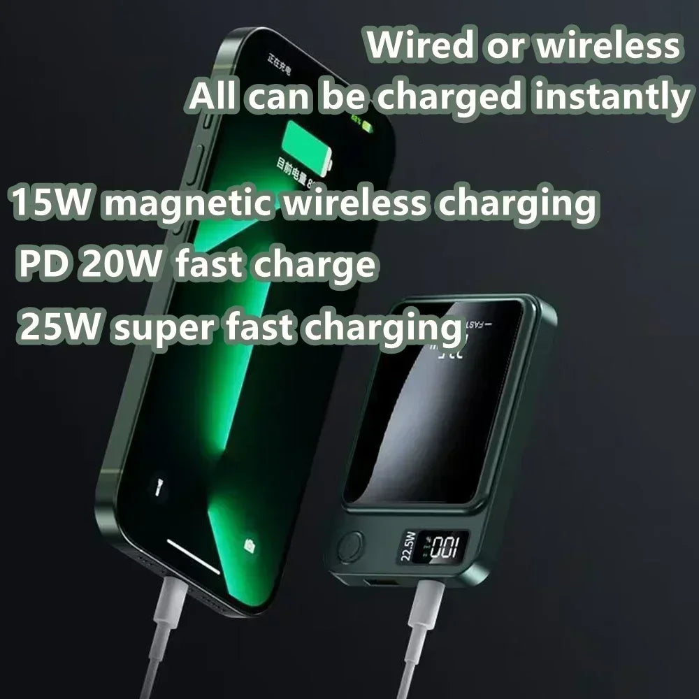 VIVO 50000mAh Magnetic Wireless Power Bank Fast Charger For Magsafe Portable Auxiliary Battery Pack For iPhone Huawei Samsung