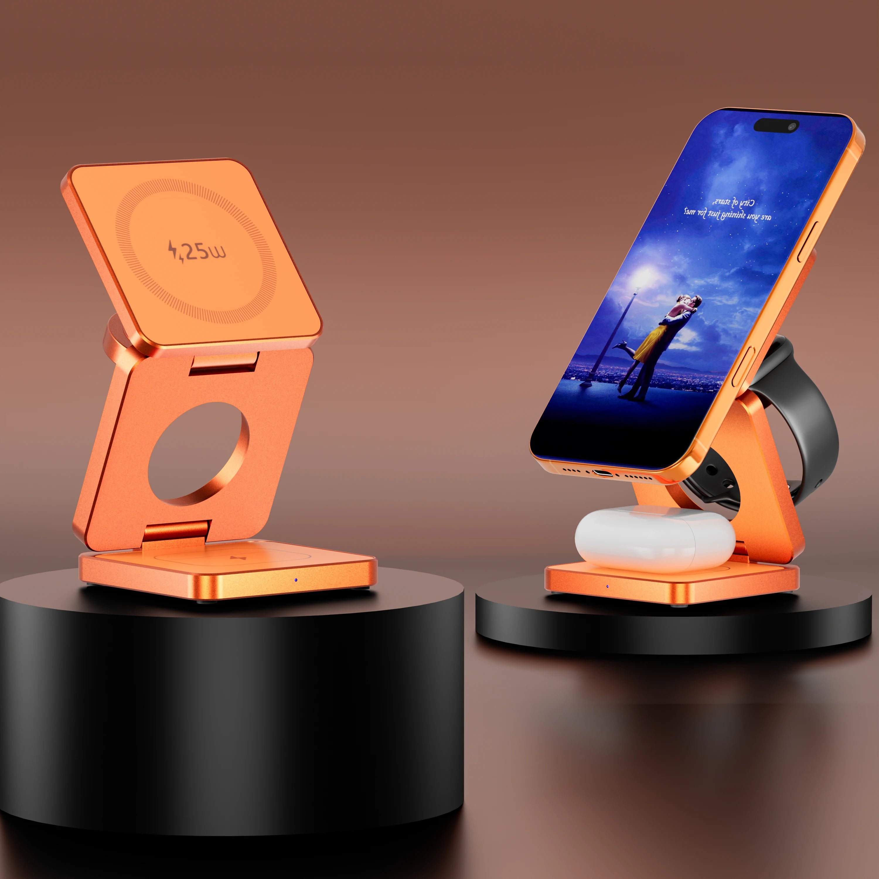 Qi1/Qi2.2 Foldable 3-in-1 Magnetic Wireless Charging Station for iPhone 12~17 Series AirPods iWatch Portable Travel Charger