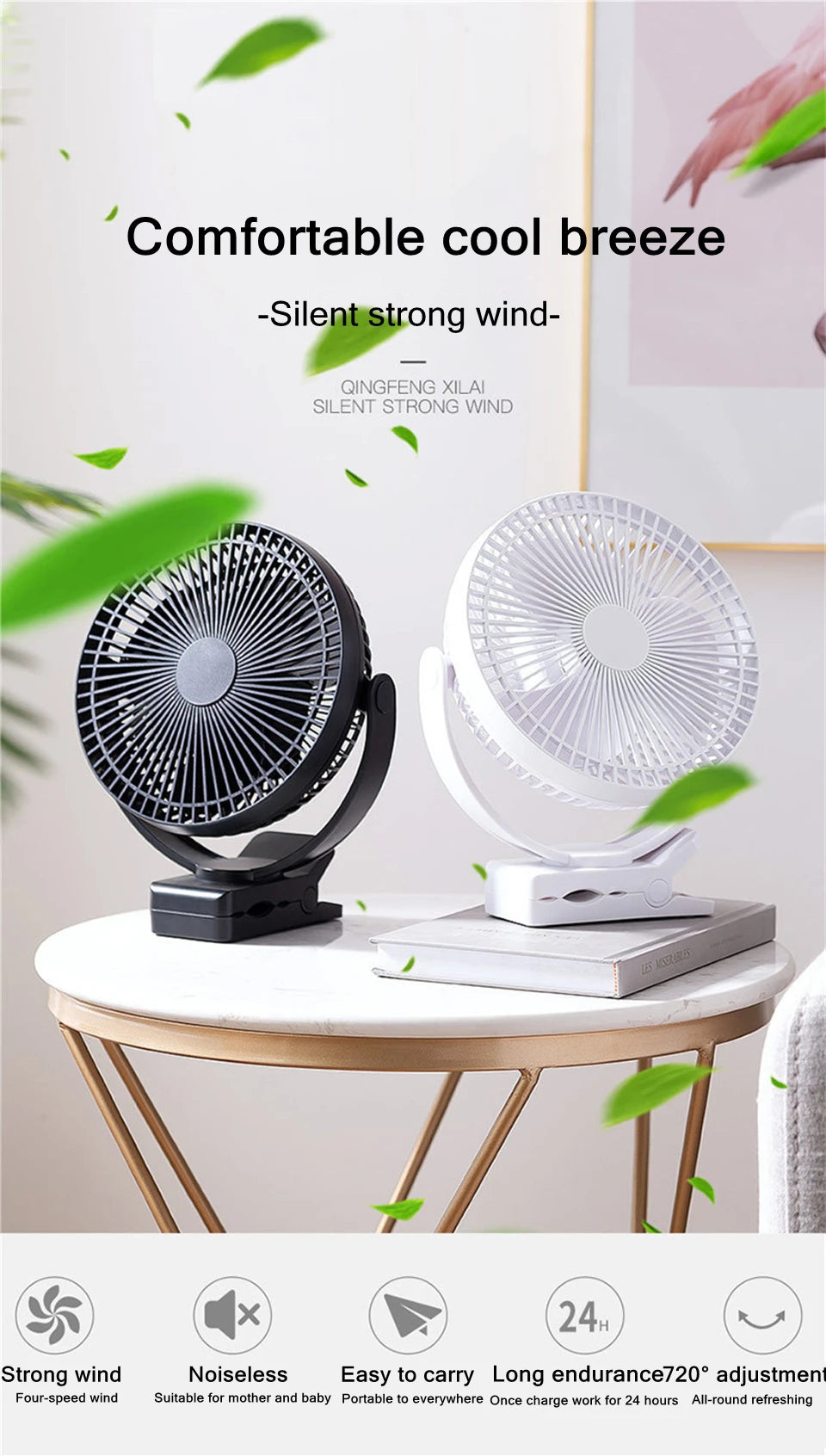 Portable Mini Hand Clip Fan USB Charging Quiet Desktop Electric Fan High Quality Student Dormitory Small Cooling Ventilador Fans