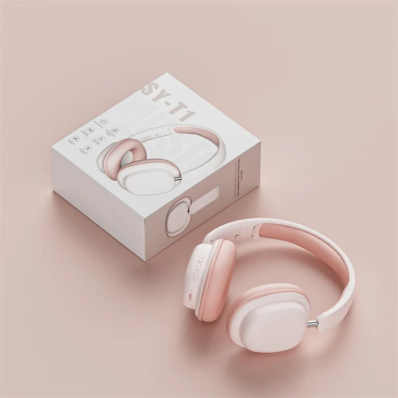 SY-T1 Foldable Wireless Headphones Lightweight Bluetooth 5.3 Earphone Pluggable Mic Stereo Music Game Headset For Friend Gifts