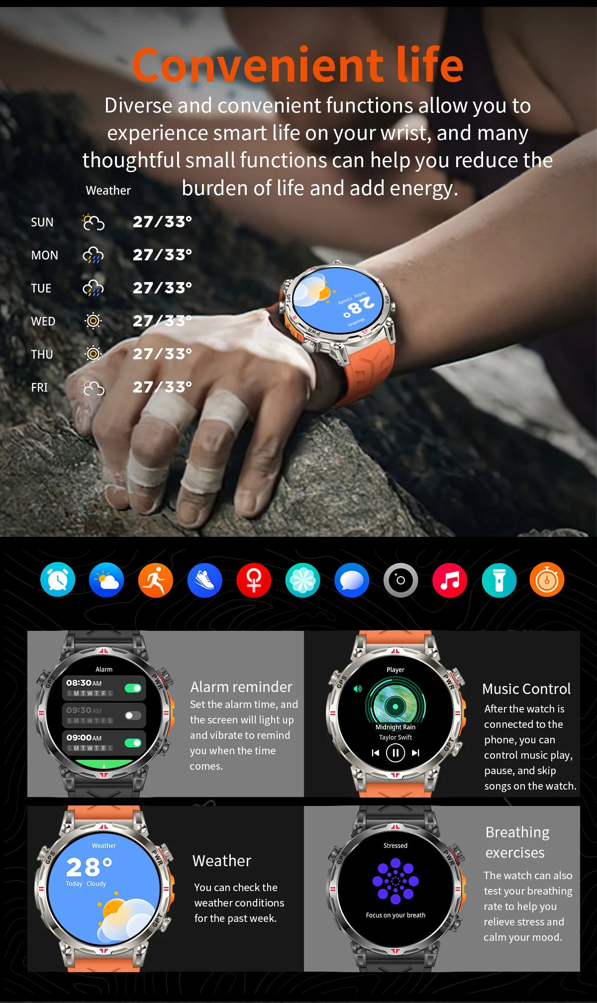 2026 New Outdoor GPS Sports Smartwatches Men Compass 10ATM Waterproof 24/7 Health Monitoring Chat GPT Bluetooth Call Smart Watch
