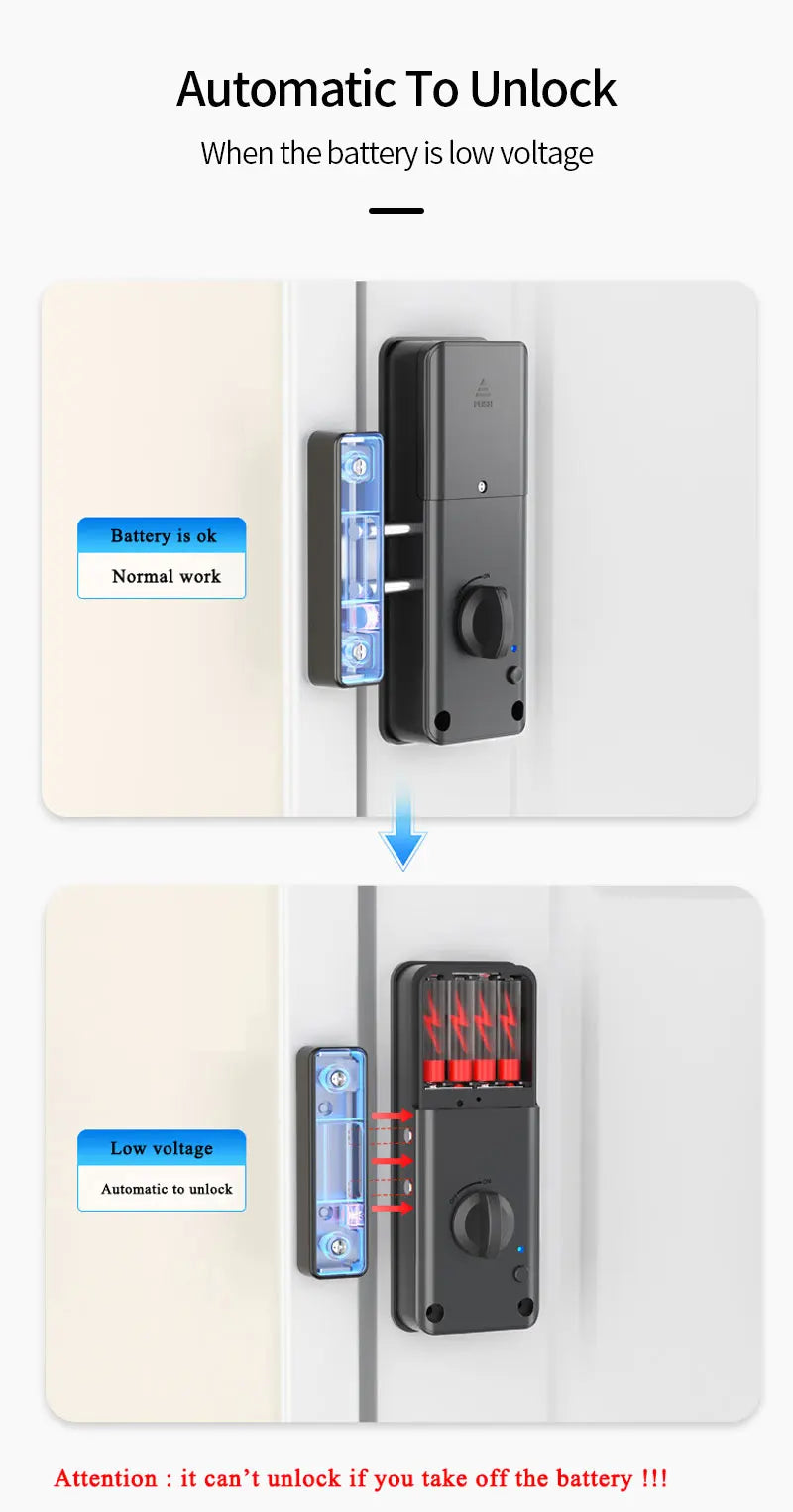 Tuya APP Remotely Control IC Card Lock Invisible Automatic Motor Bolt Lock For Home Wooden Door No Drilling Hole Installation