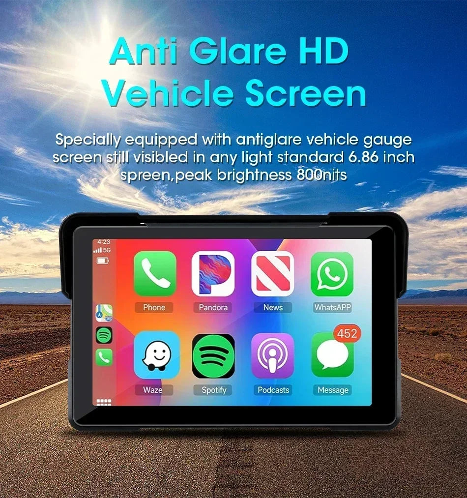 Jansite 5/7 inch Portable Carplay Motorcycle DVR GPS Navigation IPX7 Waterproof LCD Display For Wireless CarPlay Android Auto