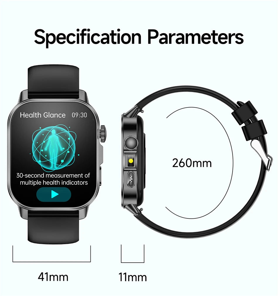 2026 New Health Nursing Grade Smart Watch Men Blood Lipid Uric Acid Tracker ECG+PPG Clock Bluetooth Call Smartwatches Men Women