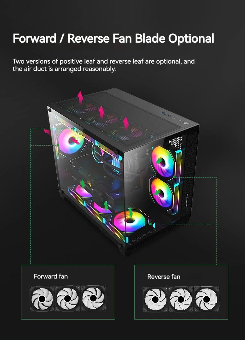 TEUCER JM-1 PC Cooling Fan ARGB Mirror Cycle Light Effect 800-2000RPM PWM Water Cooling 360mm Cooler Fan